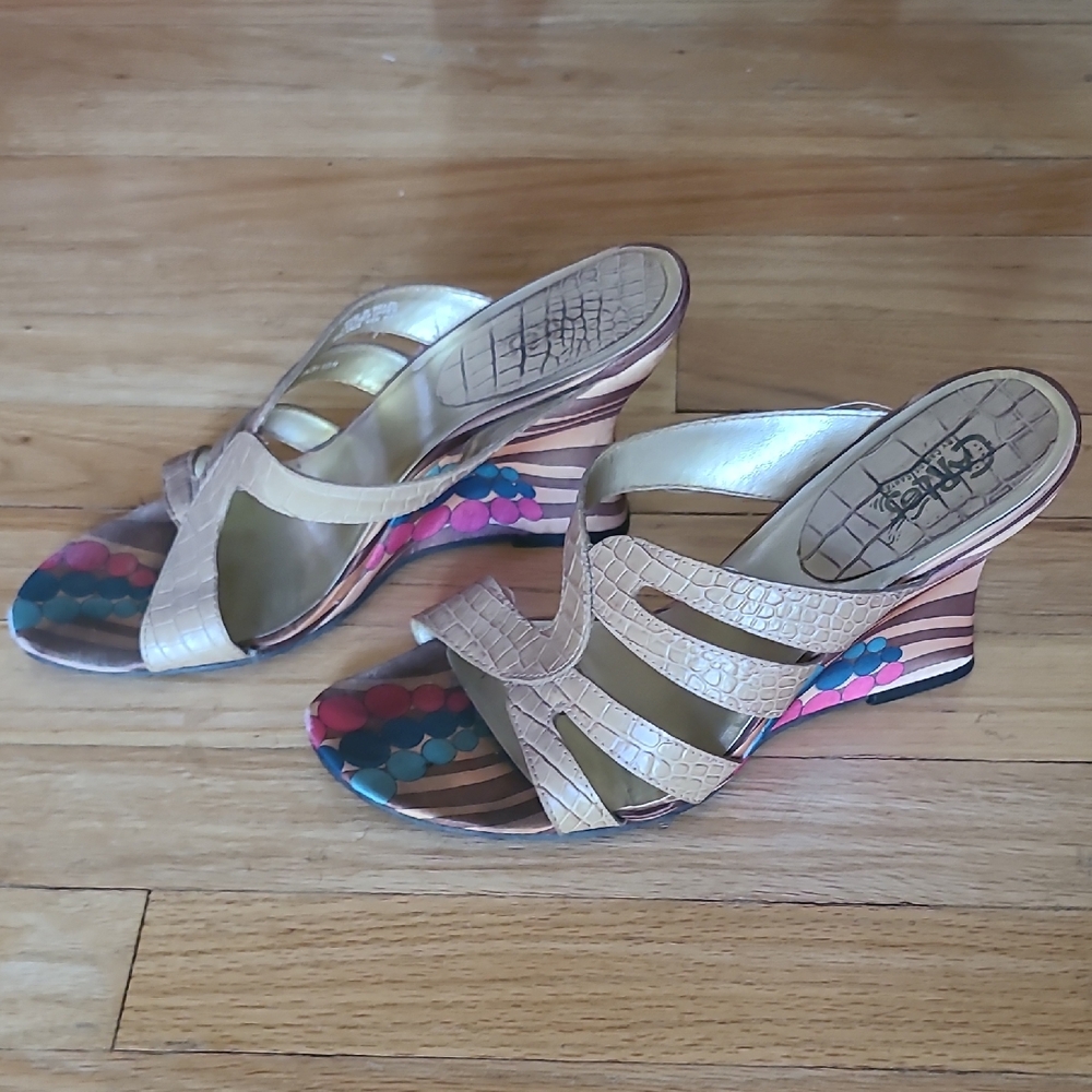 Nude Wedge Sandals 10